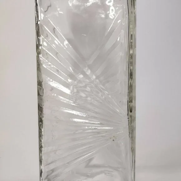Vintage Rectangle Cut Glass Decanter Liquor Wine Corked Top Anchor Hocking - Picture 2 of 7